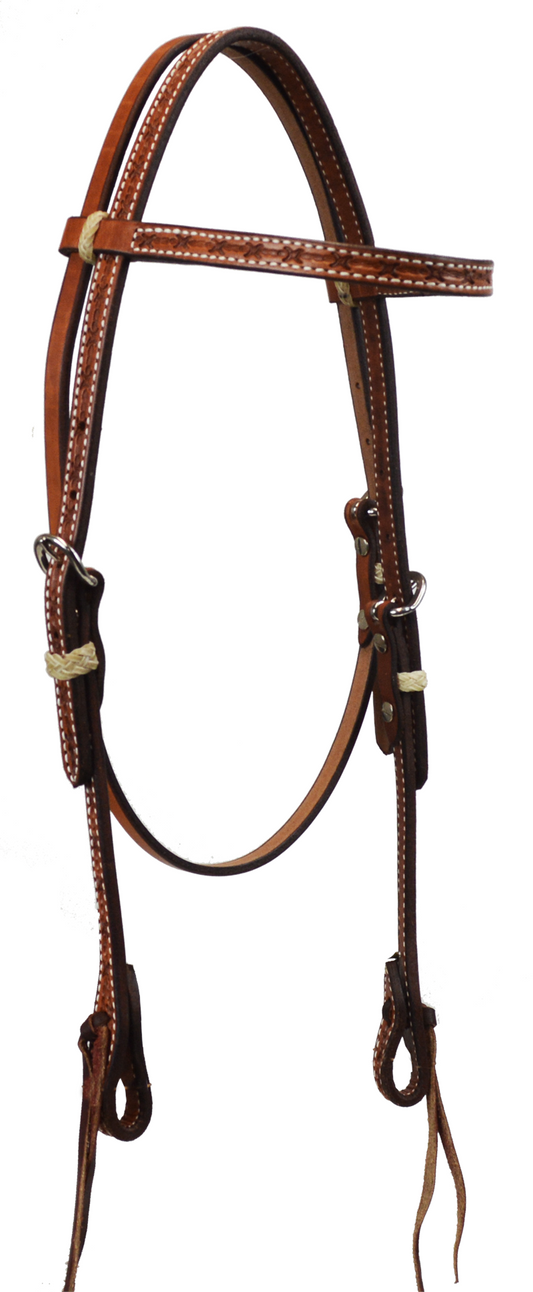 Natural Barbed Wire Brow Band Headstall
