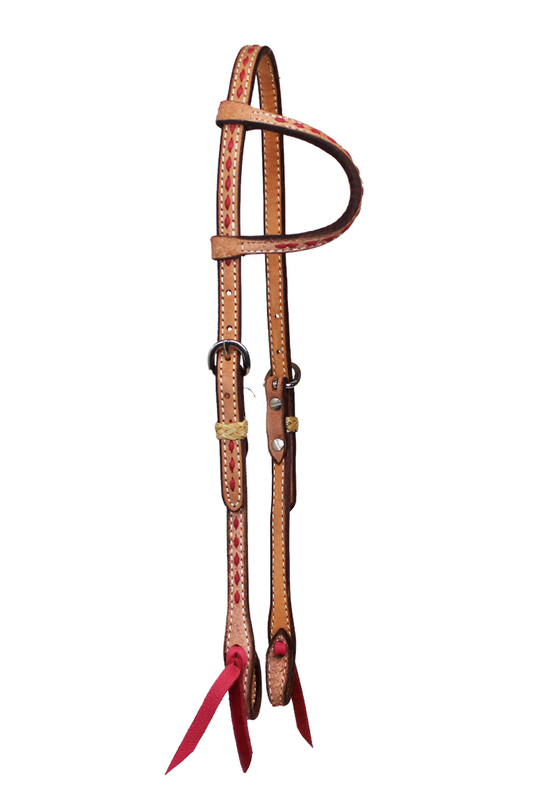 Cowboy Buck Stitch and Roughout Slip Ear Headstall
