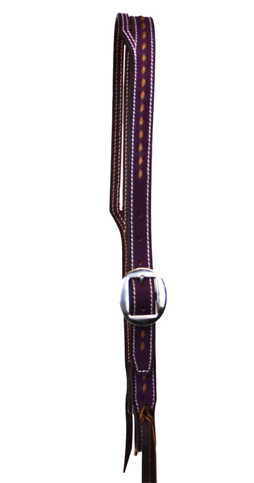 Purple Roughout Buck Stitch Slit Ear Headstall