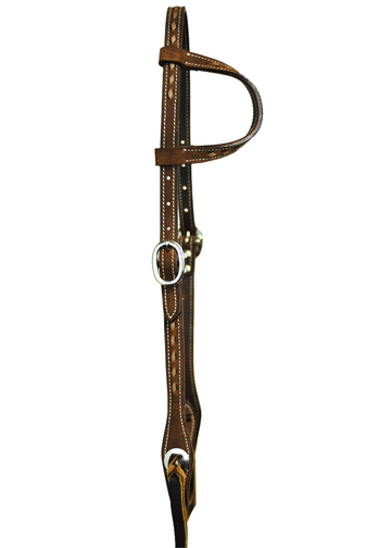 Tan Buck Stitch and Roughout Slip Ear Headstall