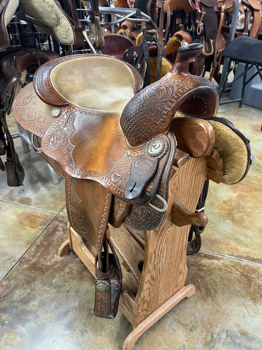 Used PRCS Cowhorse Saddle, 16" Seat