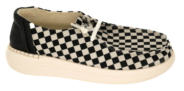 Corkys Women's Black White Check Kayak 2 Casual Shoes