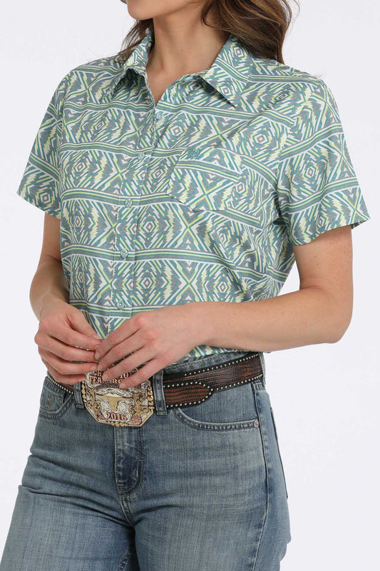 Cinch Women's Short Sleeve ArenaFlex Geometric Print Button-Down Western Shirt