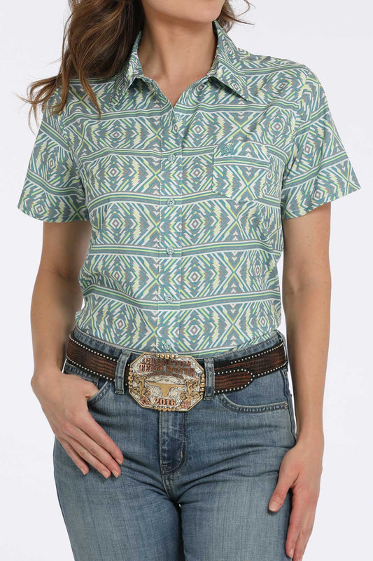 Cinch Women's Short Sleeve ArenaFlex Geometric Print Button-Down Western Shirt