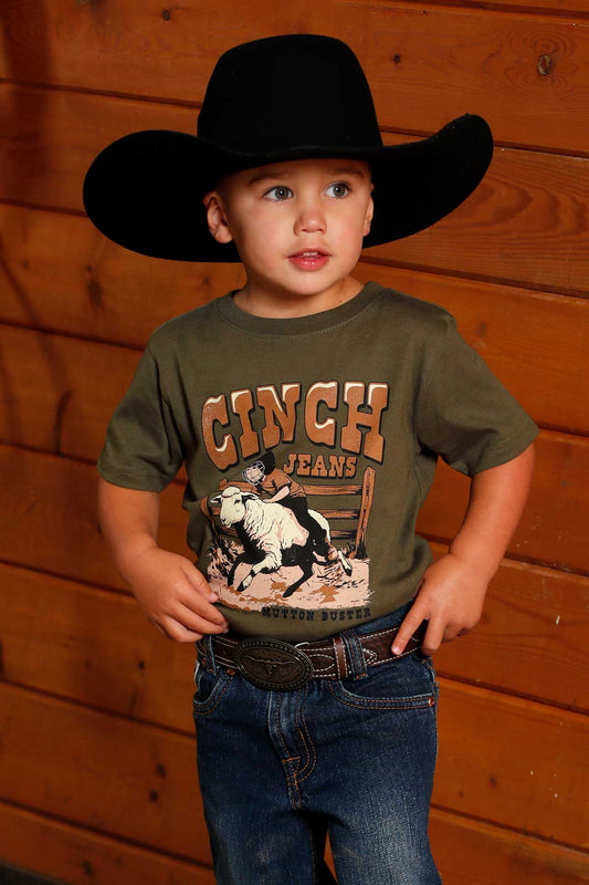 Cinch Infant/Toddler Boys Olive Mutton Buster Graphic T-Shirt