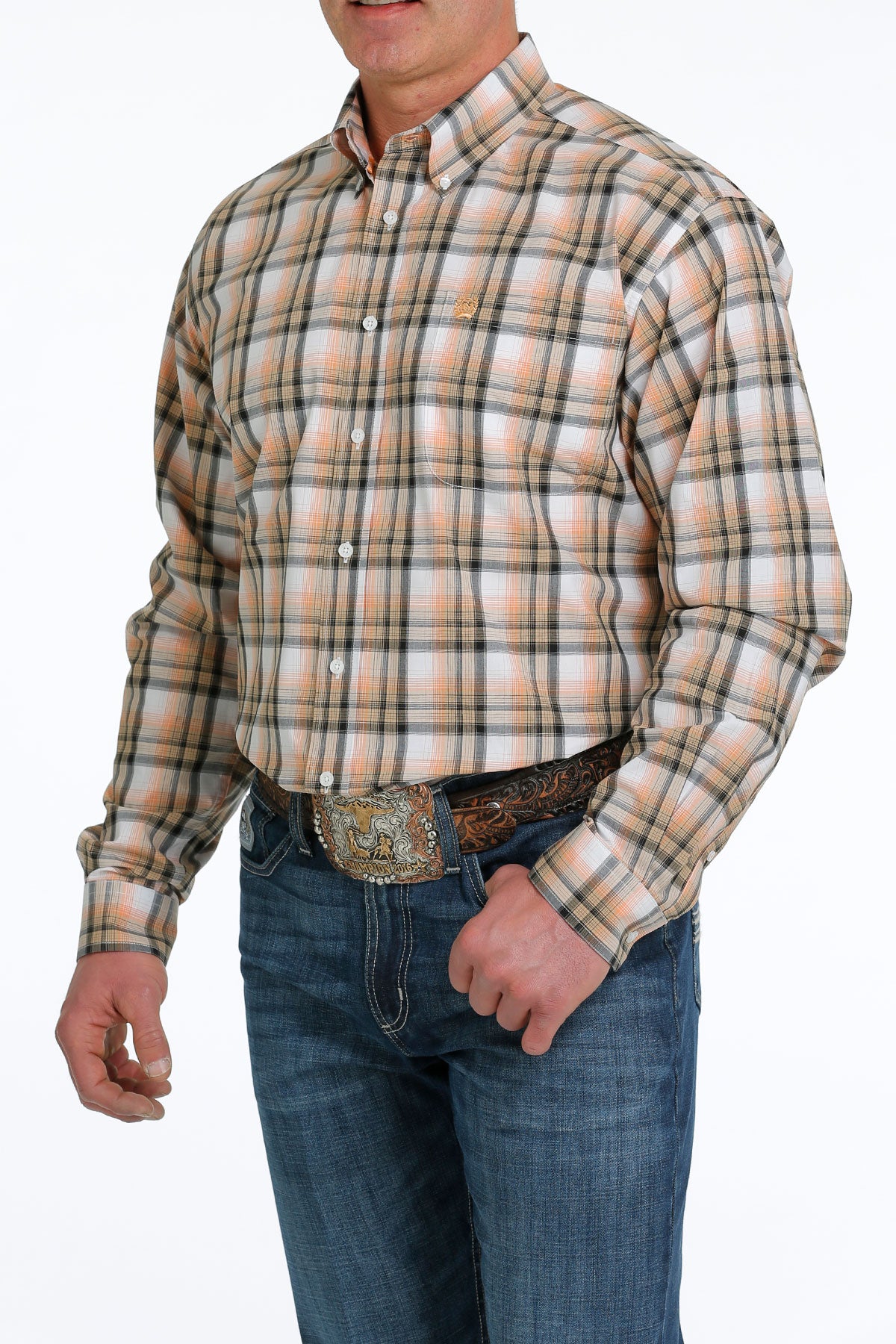 Cinch Men's Long Sleeve Plaid Button Down Shirt