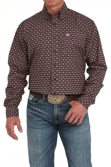 Cinch Men's Medallion Print Purple Button-Down Western Shirt