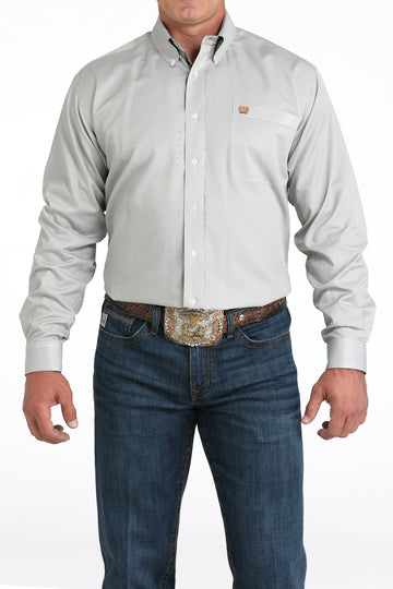 Cinch Men's Olive Tencel Striped Button-Down Shirt