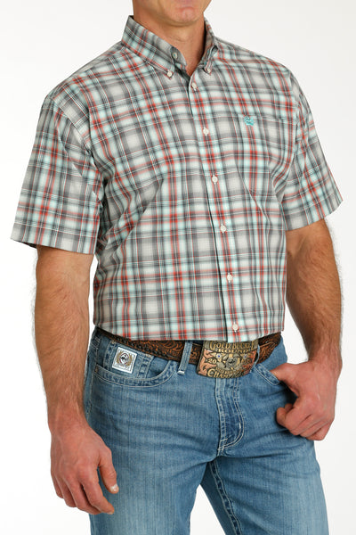 Cinch Men's Plaid Button-Down Short Sleeve Western Shirt