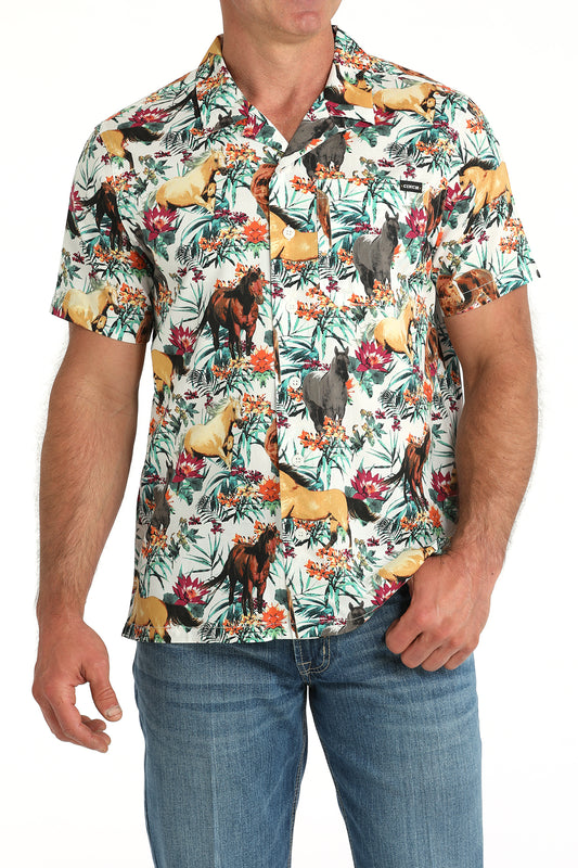 Cinch Men's Hawaiian Horses Camp Shirt