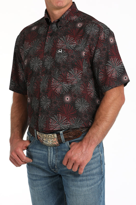 Cinch Men's ArenaFlex Short Sleeve Firework Print Button-Down Western Shirt