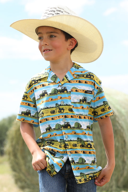 Cinch Boy's Short Sleeve Hayin' Season Camp Shirt