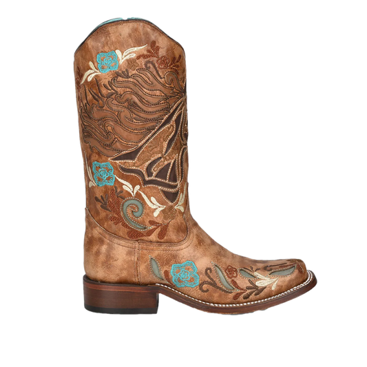 Corral Women's Iridescent Horse Inlay and Embroidery Square Toe Boots