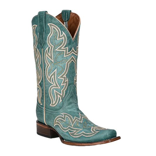 Circle G Women's Embroidery Square Toe Turquoise Boot