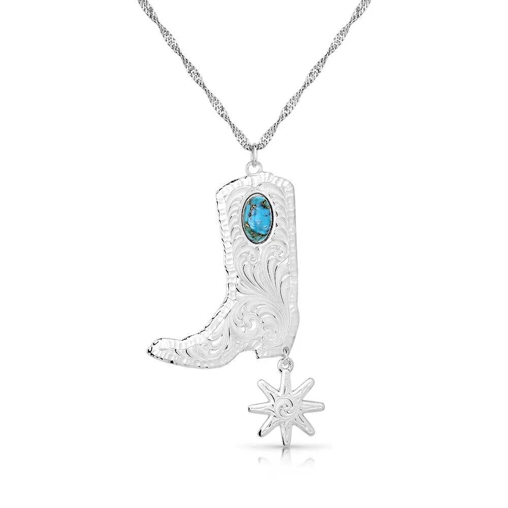 Montana Silversmith Chiseled Boots & Spurs Turqoise Necklace