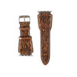 Nocona Men's Floral Overlay Brown iWatch Band
