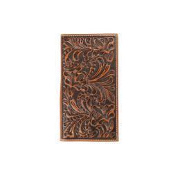 Nocona Men's Medium Brown Floral Embossed Rodeo Wallet
