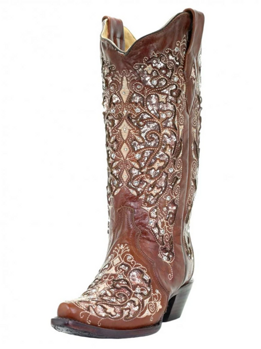 Corral Women's Floral Embroidery, Studs & Crystals Cowgirl Boots
