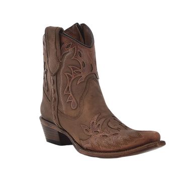 Circle G Cognac-Tobacco Embroidery Wingtip Ankle Boots