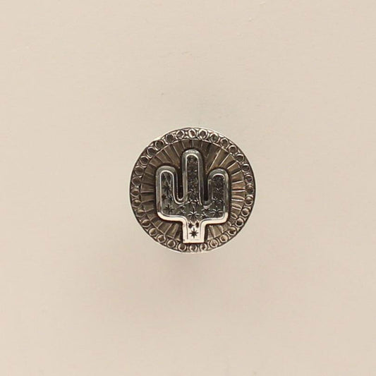 Double S Silver Round Cactus Scarf Slide