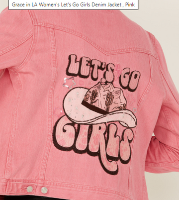 Grace in LA Girl's "Let's Go Girls" Pink Denim Jacket