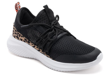 Corkys Women's Soft Serve Black w/Leopard Tennis Shoes