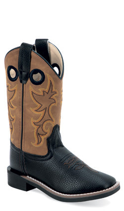 Old West Kid's Black Broad Square Toe Boots