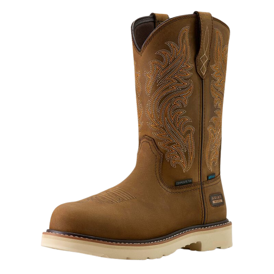 Ariat Men's Distressed Brown Activator Argo Waterproof Round Toe Composite Toe Work Boot