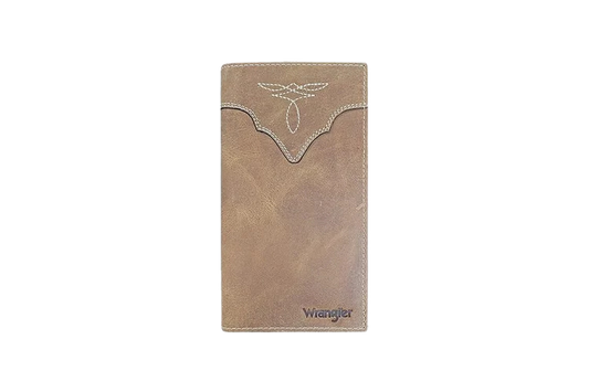 Wrangler Men's Crazy Horse Tan Leather Checkbook Wallet