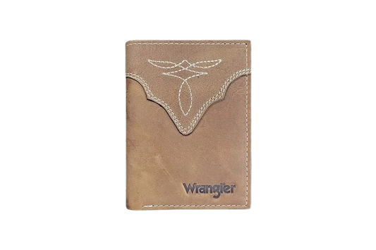 Wrangler Crazy Horse Tan Leather Tri-Fold Wallet
