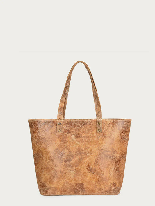 Corral Distressed Leather Straw Tote Bag