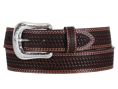 Cowboy Chrome Men's Chocolate Belt with Basket Tooling