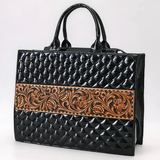 American Darling Hand Tooled Western Leather Accent Tote Bag