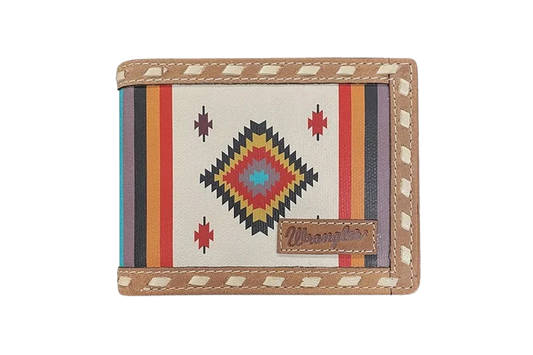 Wrangler Men's Navajo Pattern Digital Printed Canvas BiFold Wallet