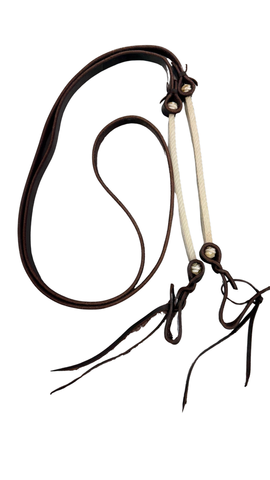 Jerry Beagley Leather Roping Rein w/Lariat Accent