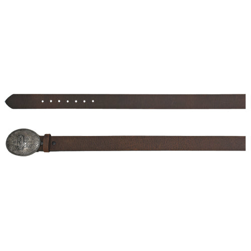 Red Dirt Hat Co. Boy's Brown Oiled Leather Belt w/Logo Buckle