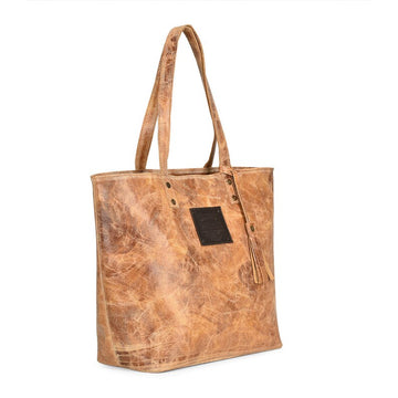 Corral Distressed Leather Straw Tote Bag