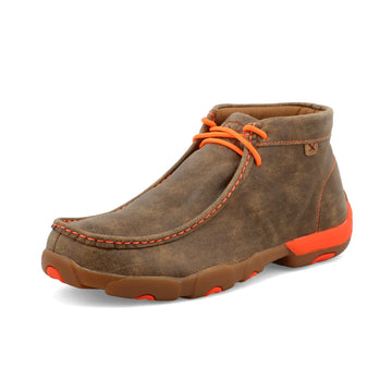Twisted X Men's Chukka Driving Mocs-Bomber/Neon Orange