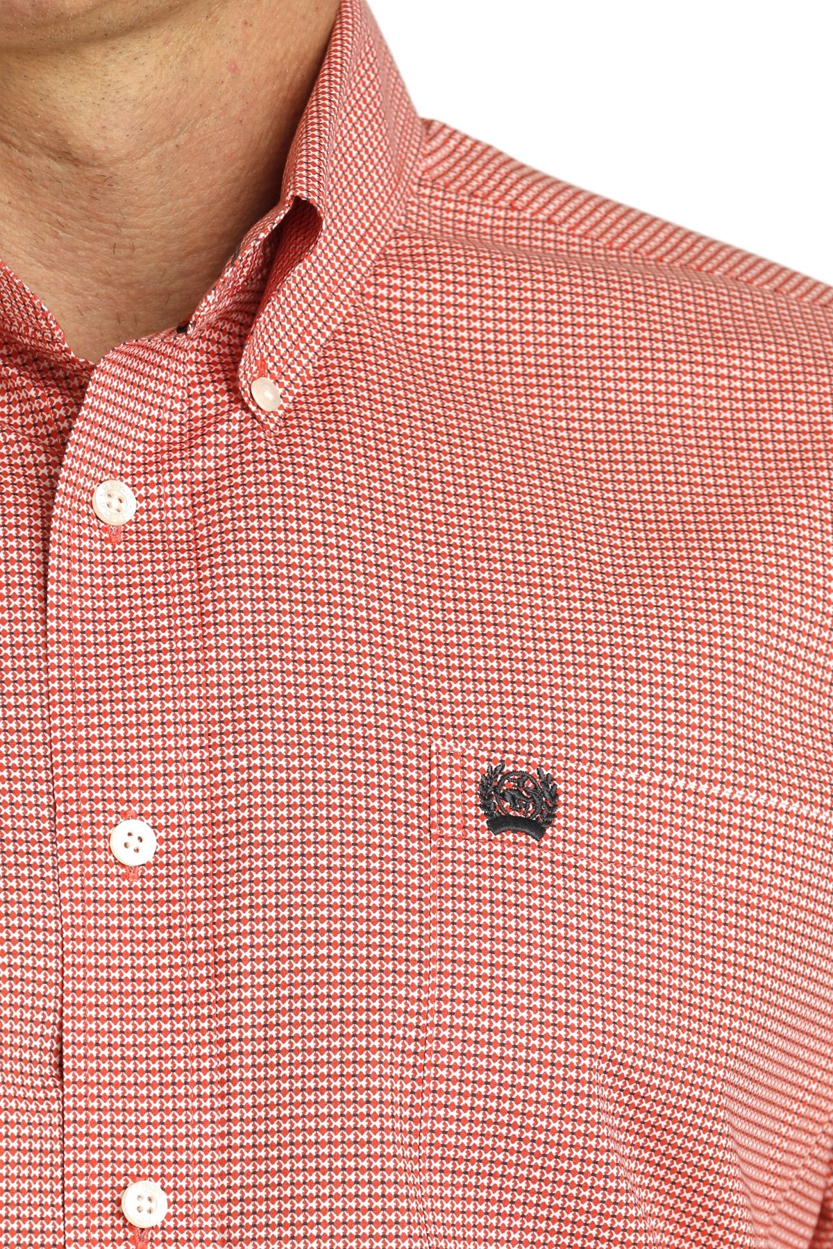 Cinch Men's Stretch Red Geometric Print Button-Down Western Shirt