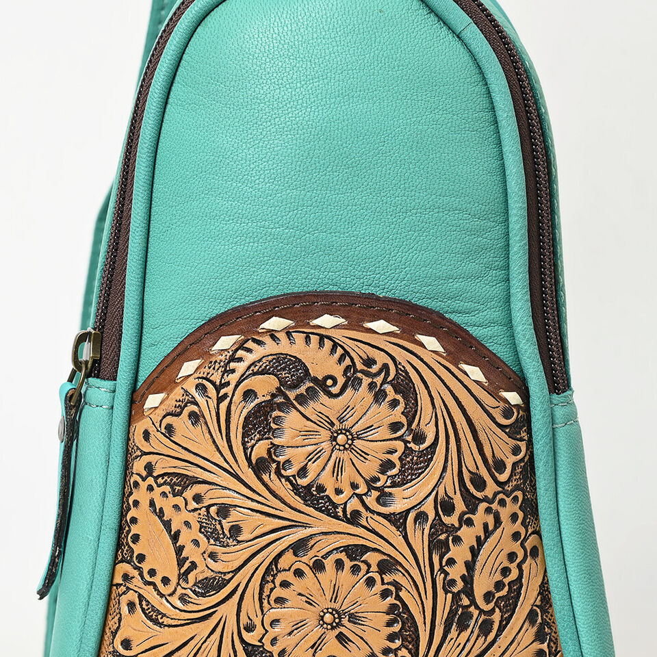 Ohlay Hand Tooled Leather Sling Bag