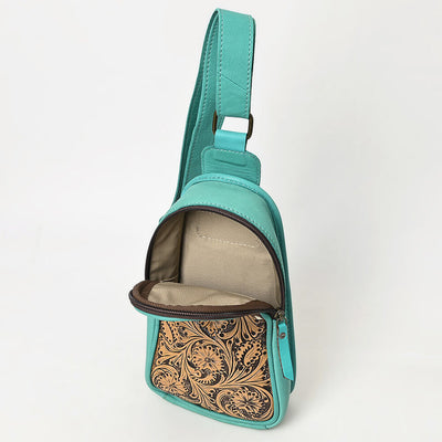 Ohlay Hand Tooled Leather Sling Bag