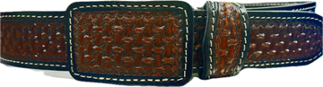 Sandoval Saddlery Chocolate Brown Large Basket Weave Tooled Leather Belt