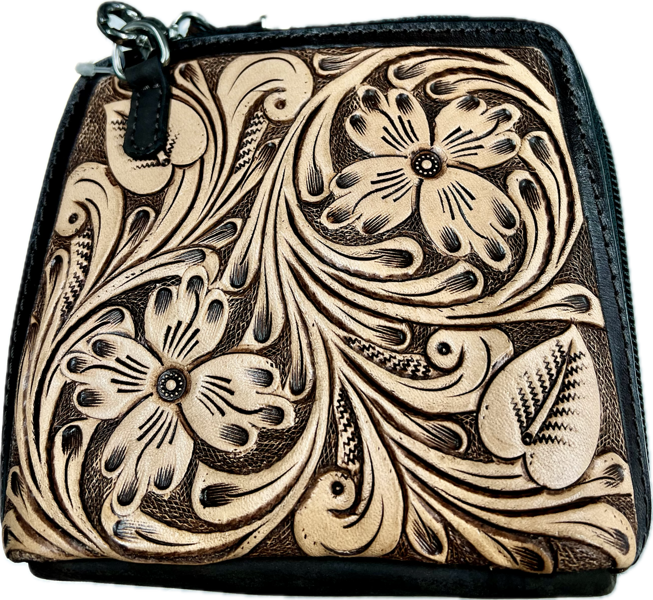 Rafter T Floral Carving & Basket Tooling Mini Crossbody Bag