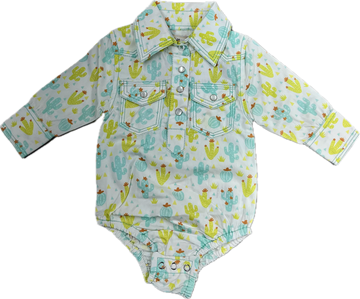 MontanaCo Cactus Print Western Onsie with Pearl Snaps