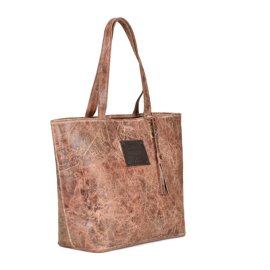 Corral Distressed Cognac Leather Distressed Tote Bag