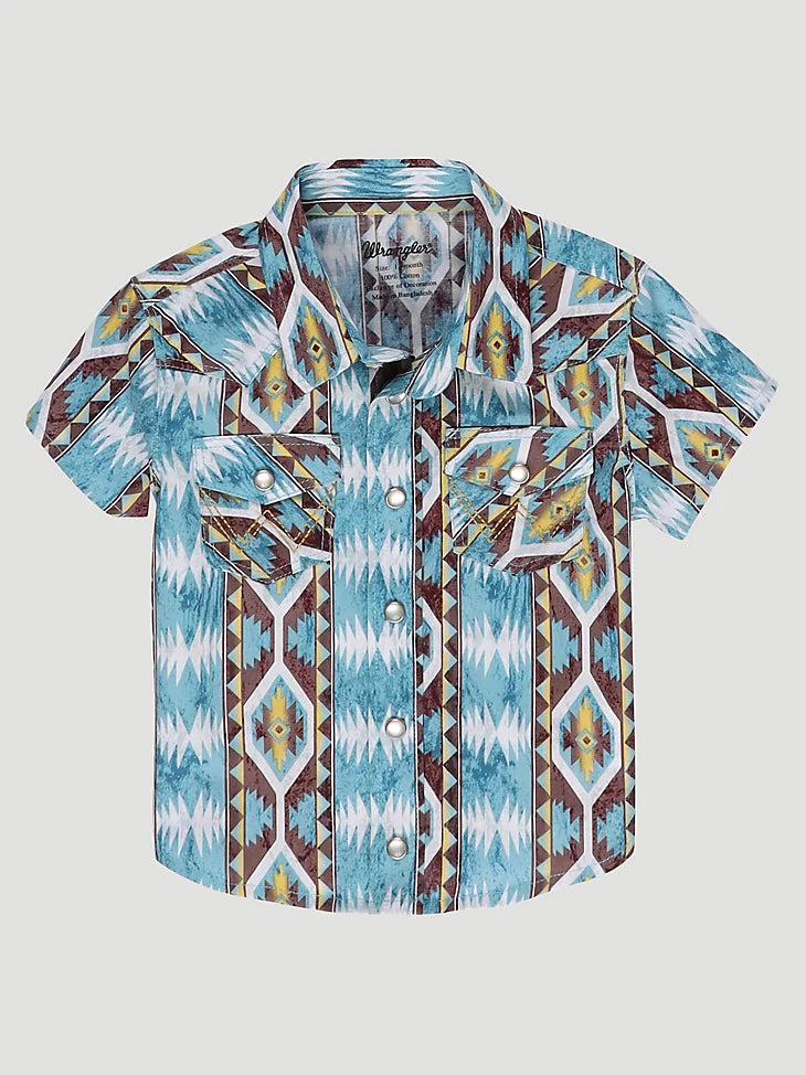 Wrangler Retro Teal Diamond Pearl Snap Shirt