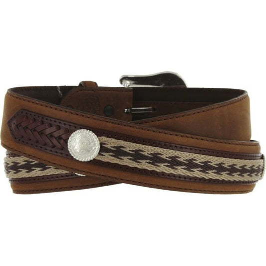 Tony Lama Men's The Duke Center Applique Brown Western Belt