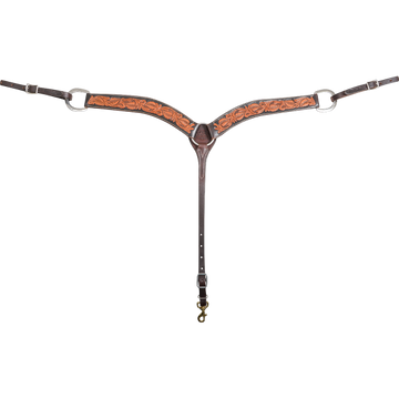 Martin Saddlery 2" Dyed Edge & Floral Tooled Breast Collar
