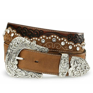 Tony Lama Women's Kaitlyn Crystal Leather Western Belt