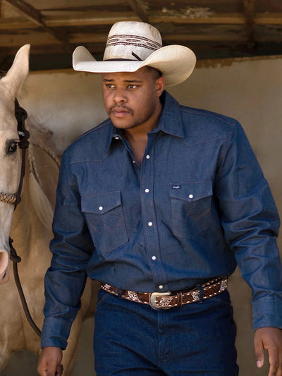 Wrangler Men's Authentic Cowboy Cut Denim Work Shirt